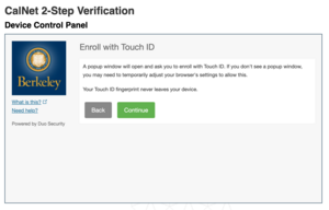 Duo Enroll with Touch ID page