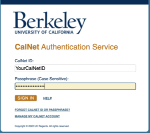 CAS Screen for YourCalNet login process
