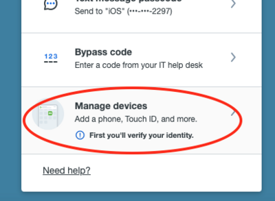 Manage Devices Bottom option is Manage Devices